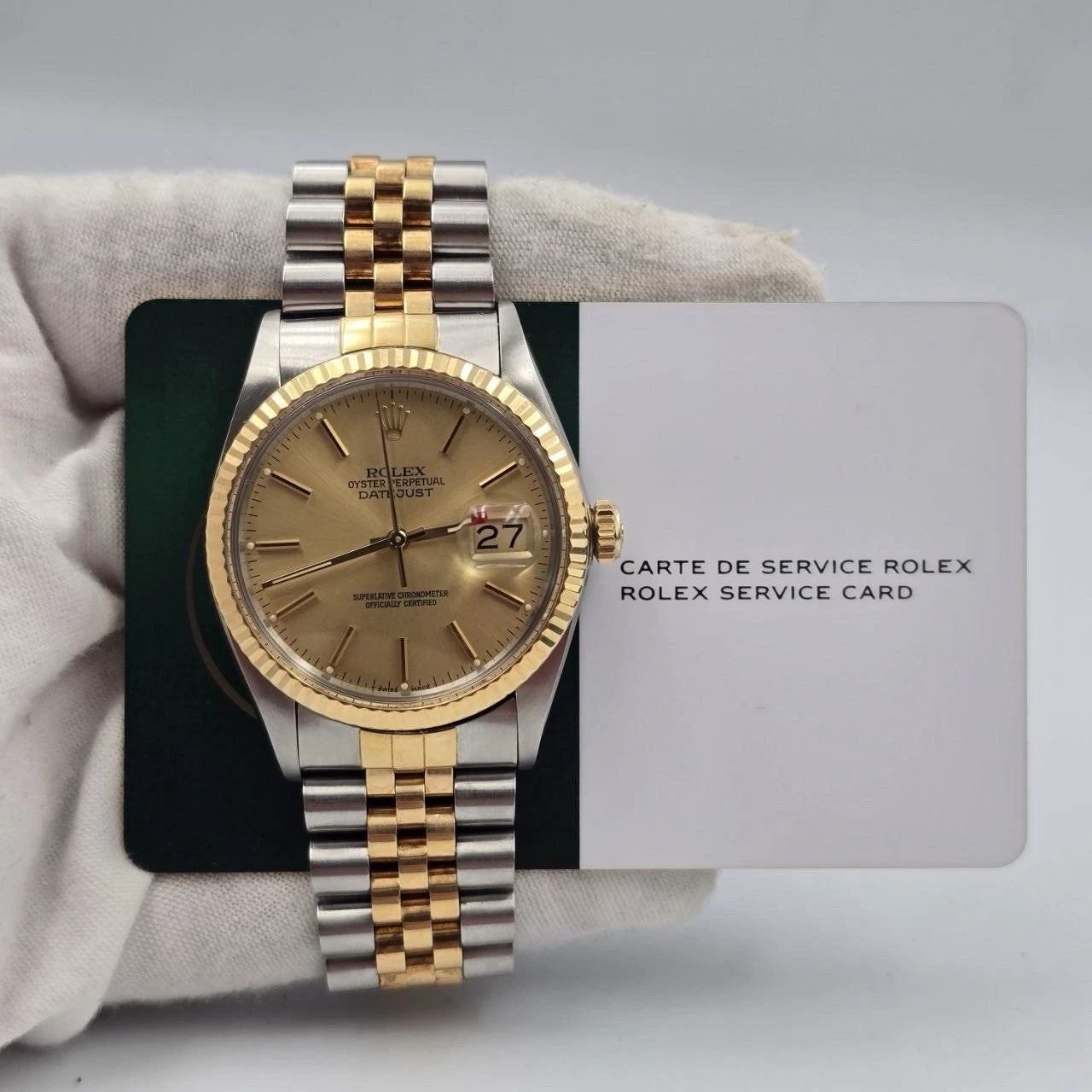 2025 RSC Rolex Datejust Champagne Two-Tone Yellow Gold Jubilee 16013 36mm Watch