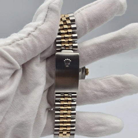 Rolex Datejust 36mm Black Stick Dial Two Tone Gold Stainless Steel Jubilee 16233
