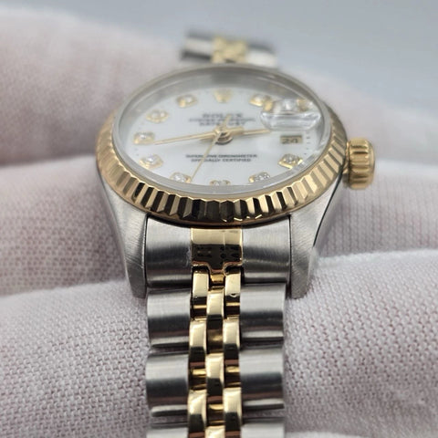 Rolex Lady Datejust 26mm 69173 Two Tone Jubilee White Diamond Dial Watch