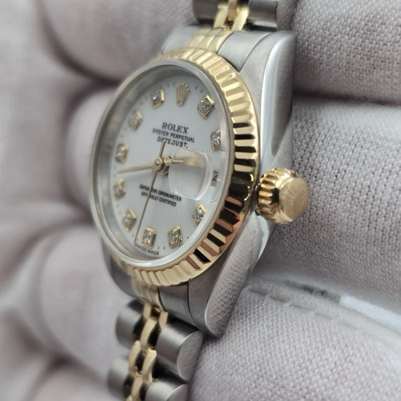Rolex Lady Datejust 26mm 69173 Two Tone Jubilee White Diamond Dial Watch