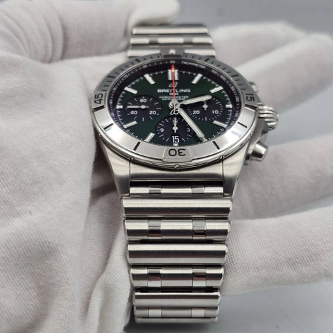 PAPERS Breitling Chronomat AB0134 Green Dial Stainless Steel 42mm Watch