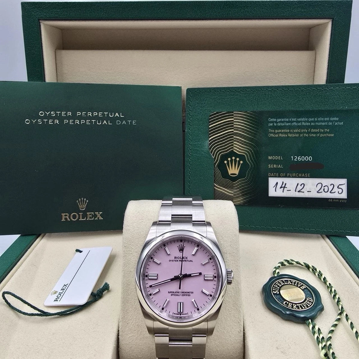 2025 Rolex Oyster Perpetual 36mm Candy Pink Dial 126000