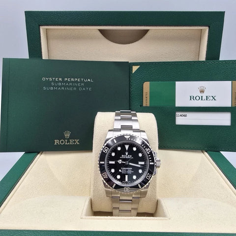 2017 PAPERS Rolex Submariner No-Date 114060 Steel Black Ceramic 40mm Watch BOX