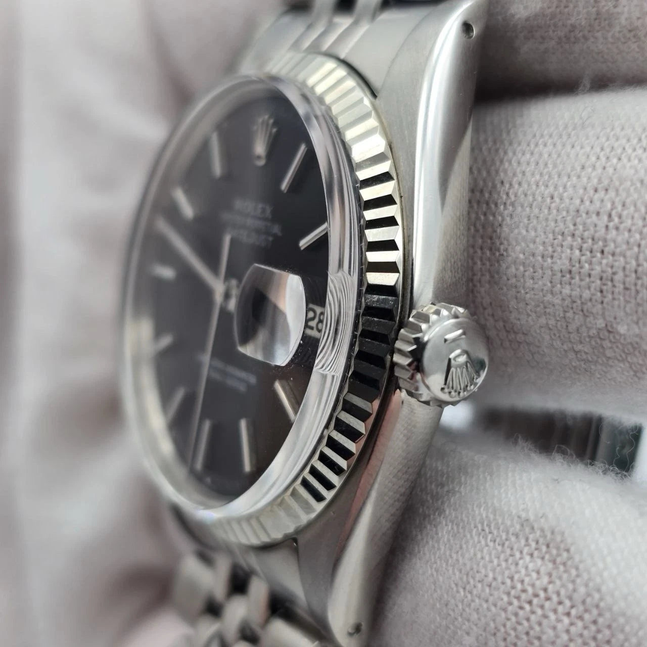 Rolex Datejust 1601 Stainless Steel Factory BLACK Dial Jubilee 36mm Watch