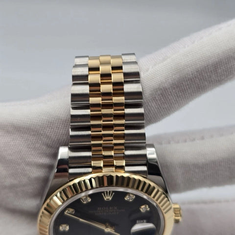 2023 PAPERS Rolex Datejust 41mm 18K TT Black Diamond Dial Jubilee 126333 BOX