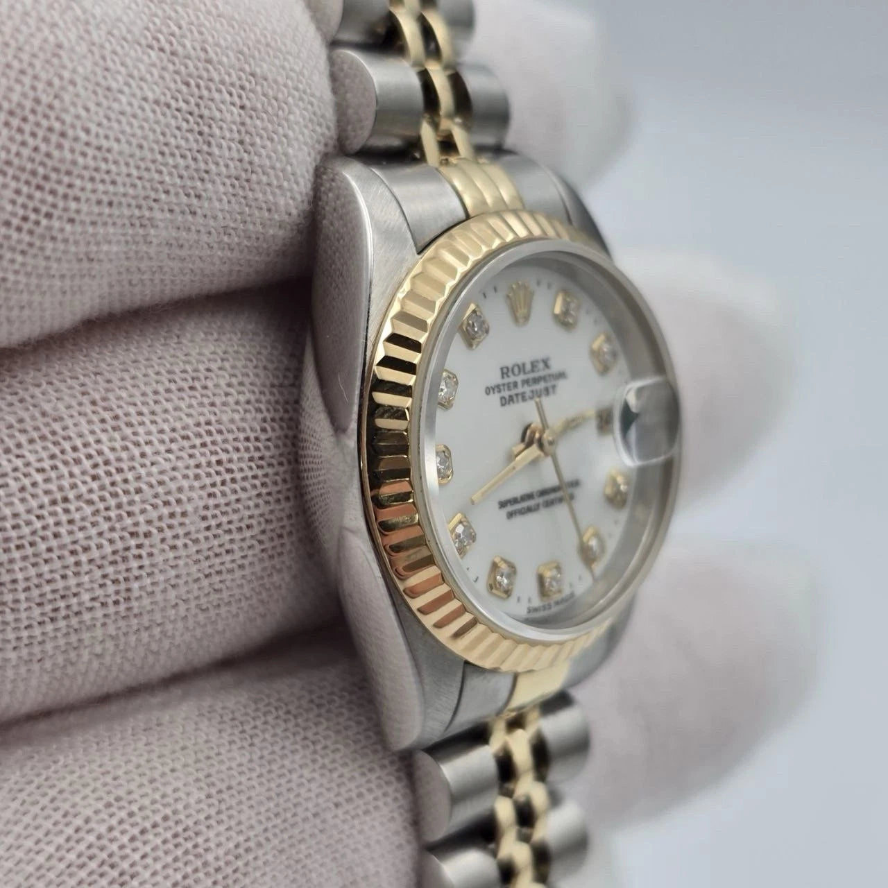 Rolex Lady Datejust 26mm 69173 Two Tone Jubilee White Diamond Dial Watch