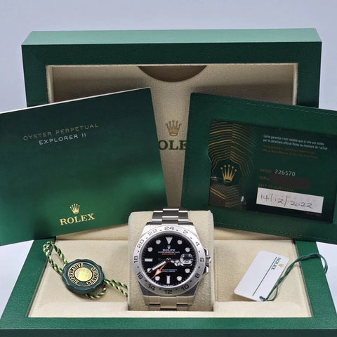 PAPERS 2022 Rolex Explorer II 42mm 226570 Stainless Steel Black Dial BOX