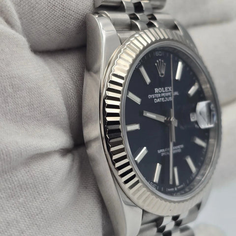 Rolex Datejust 41mm 126334 Blue Stick Dial Fluted Bezel Jubilee BOX