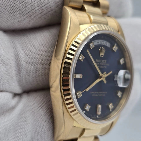 Rolex Gold Day-Date President Gold FACTORY Blue Diamond Dial 36mm Watch 18238