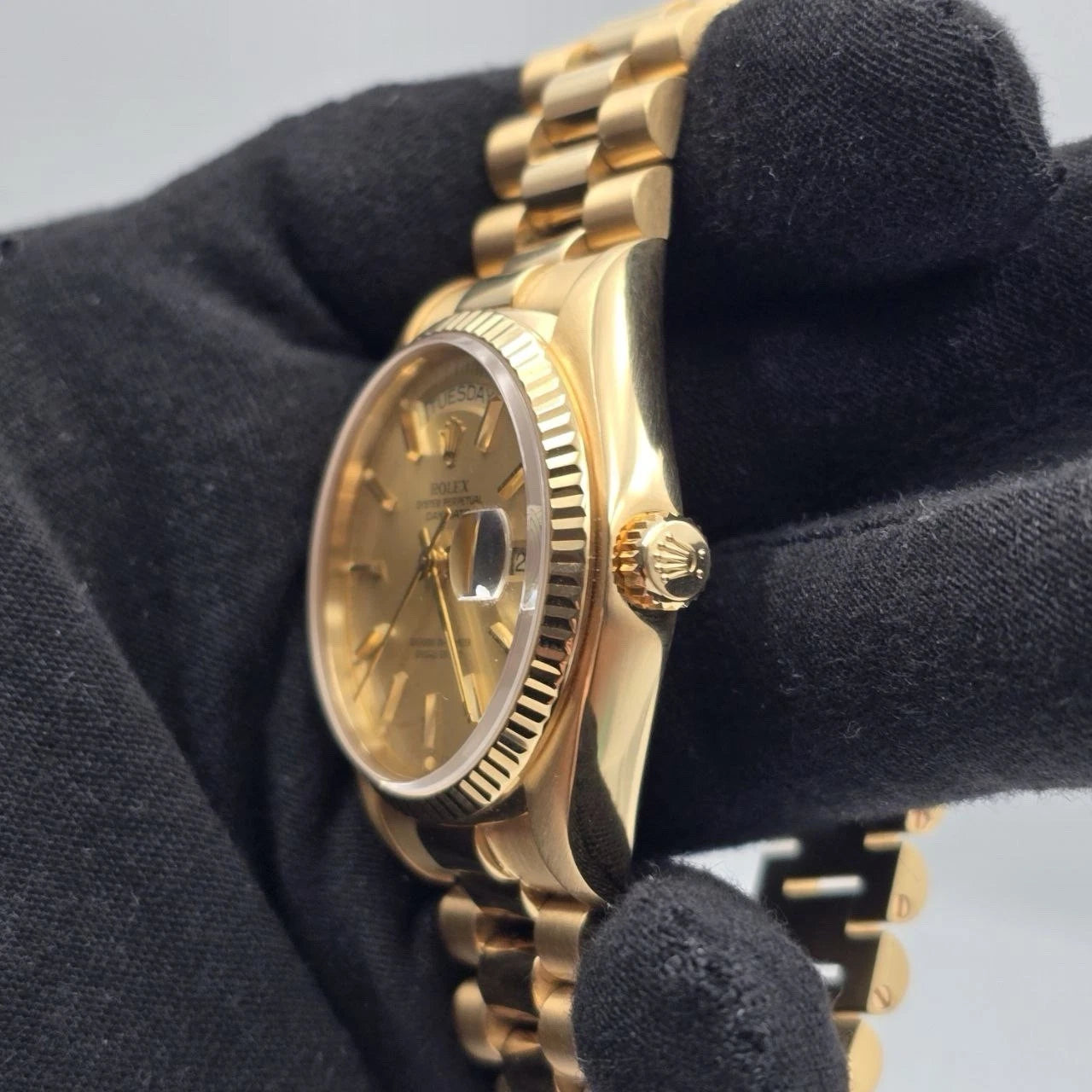 MINT PAPERS Rolex Day-Date 18038 President 18k Gold Champagne 36mm BOX + RSC