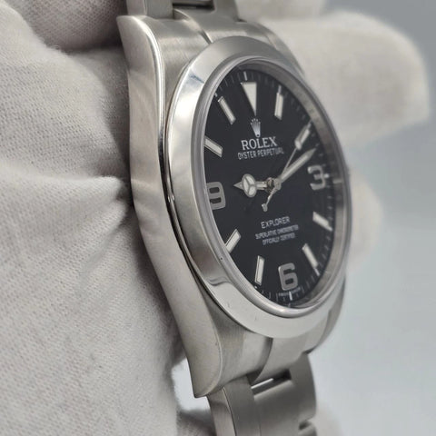 2014 PAPERS Rolex Explorer I Black Stainless Steel MK1 39mm Watch 214270 PAPERS