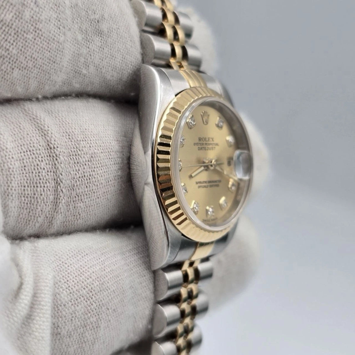 Rolex Datejust 79173 Two Tone Jubilee Champagne Diamond Dial 26mm Watch