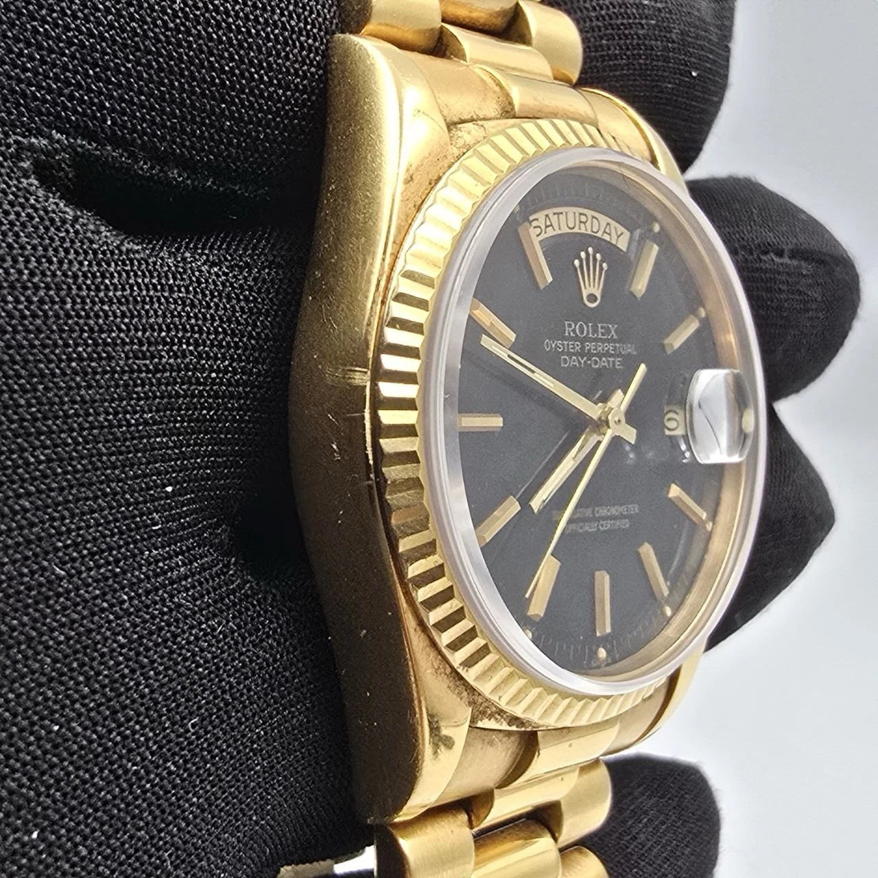 Rolex Day-Date 18038 President 18k Gold FACTORY Black Dial 36mm Watch