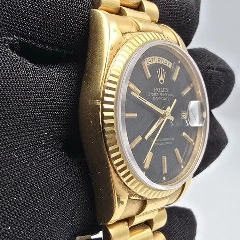 Rolex Day-Date 18038 President 18k Gold FACTORY Black Dial 36mm Watch