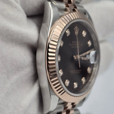 2022 PAPERS Rolex Datejust 41mm 126331 Chocolate Diamond Jubilee Gold Steel BOX
