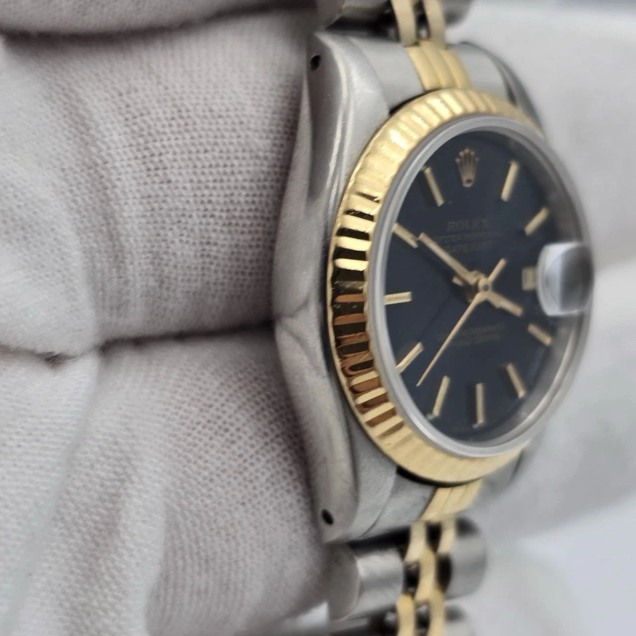 Rolex Lady Datejust 26mm Yellow Gold Steel Factory Blue Dial 69173