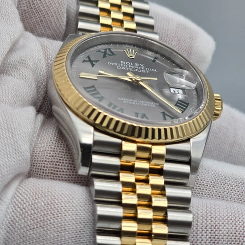 2023 Rolex Datejust 36mm Wimbledon Yellow Gold Fluted Bezel Jubilee 126233 B+P