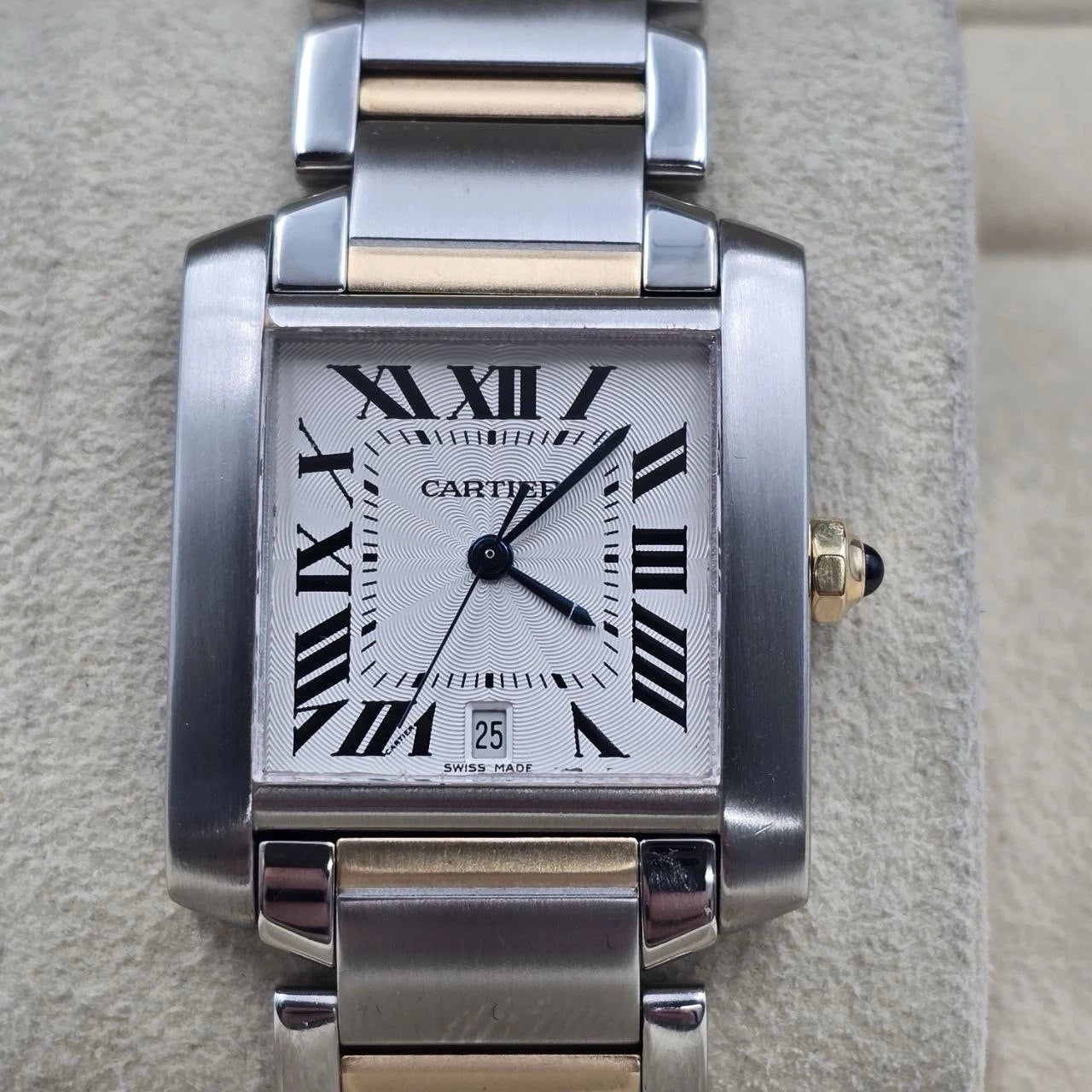 Cartier Tank Francaise Quartz Ladies 18k Gold & Steel Silver Dial 2302