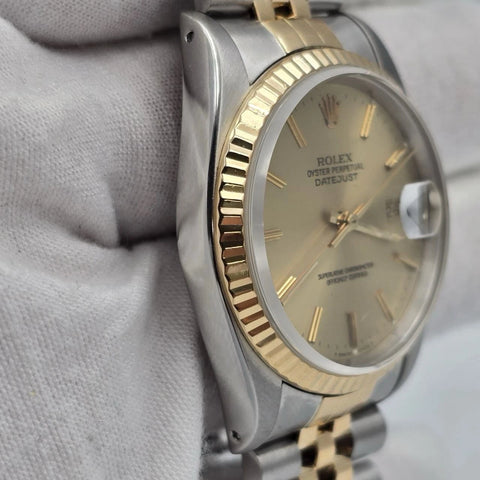 PAPERS Rolex Datejust 36mm Champagne Dial Two Tone Jubilee 16233