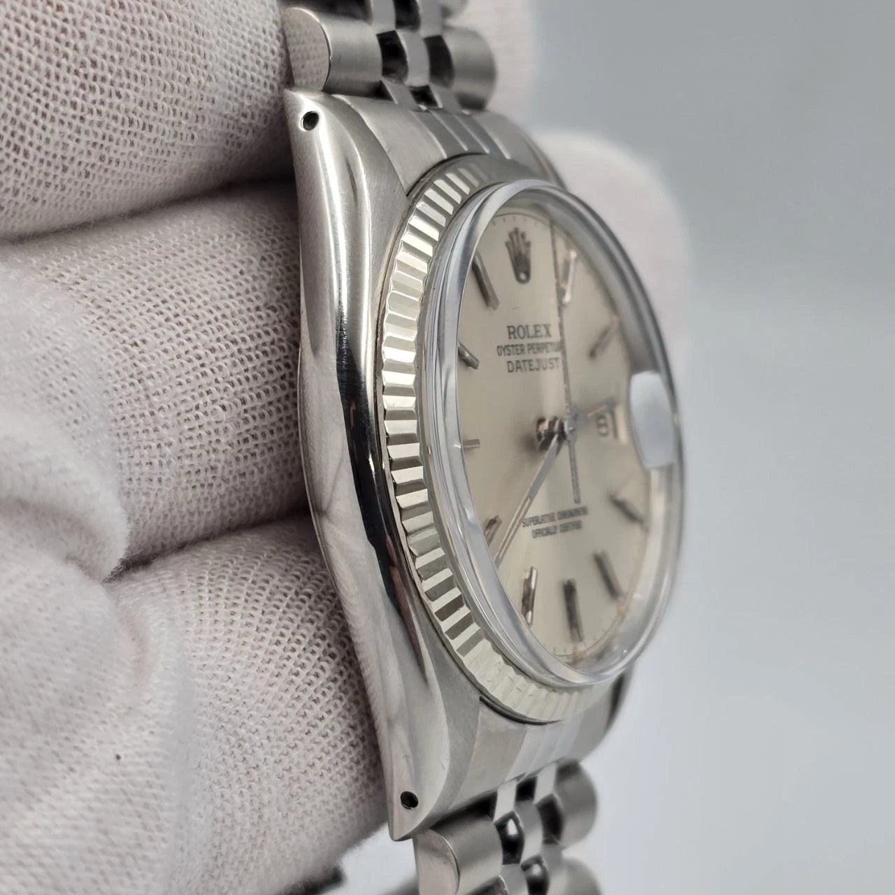 Rolex Datejust 36mm Oyster Perpetual 18k White Gold Steel Silver Dial 16014