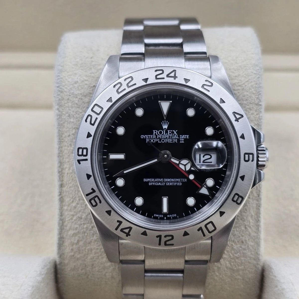 PAPERS Rolex Explorer II 16570 Stainless Steel Black Dial Automatic 40mm Watch