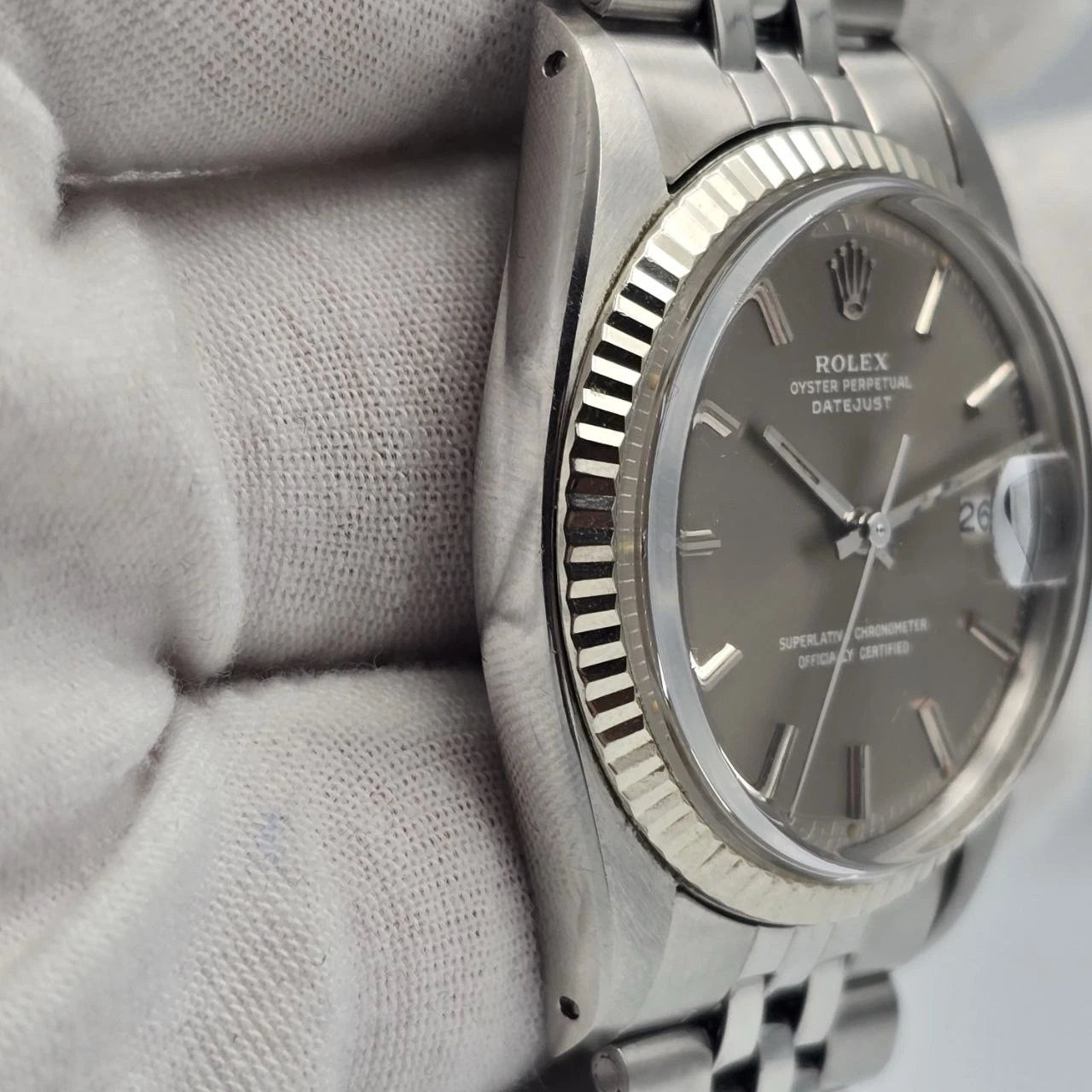 Rolex Datejust 1601 Steel RARE Factory Grey Ghost Sigma Dial Jubilee 36mm Watch