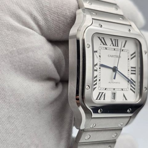 NEW Cartier Santos de Cartier Stainless Steel White Dial WSSA0018 UNWORN