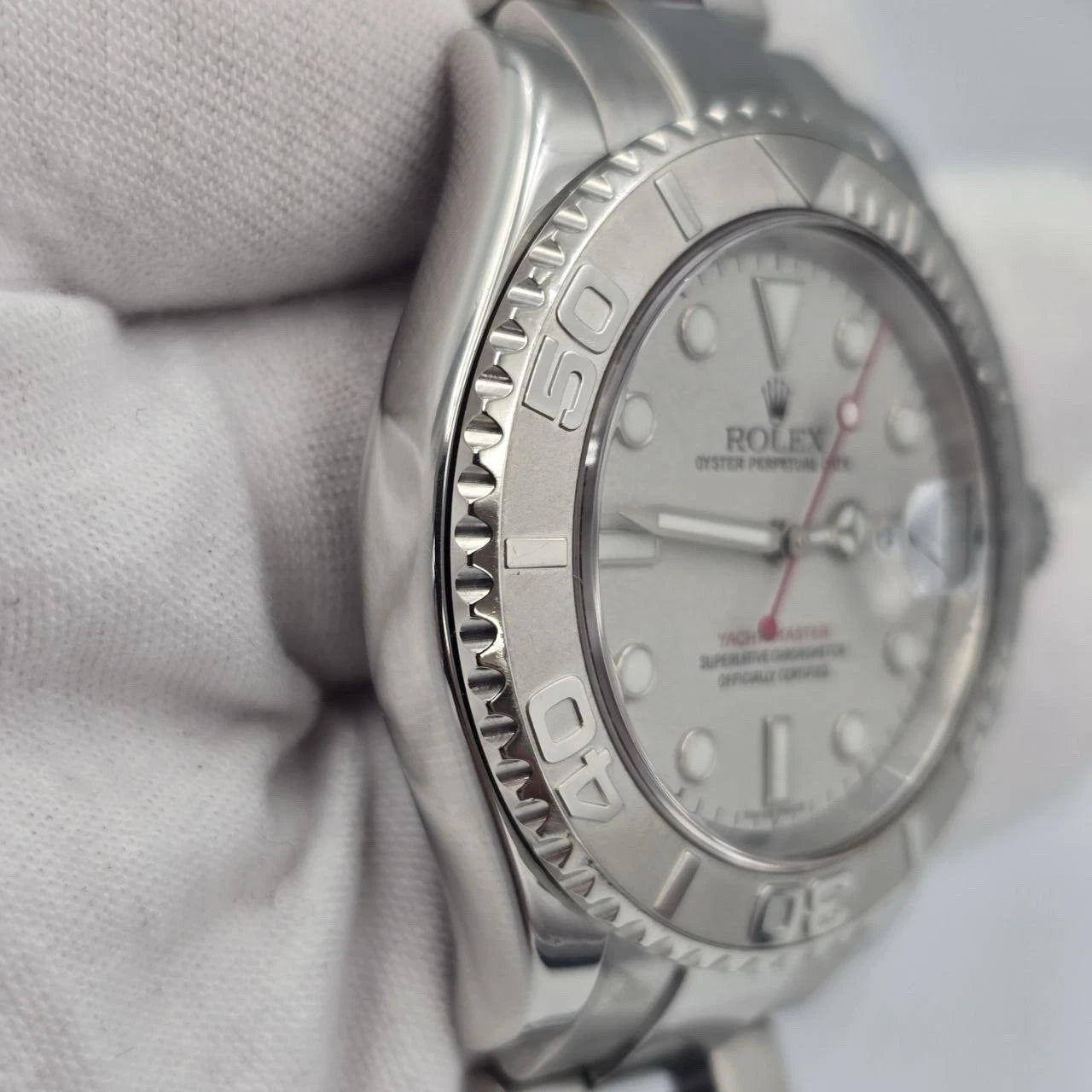 2005 PAPERS Rolex Yacht-Master 40mm 16622 Platinum Dial & Bezel Steel Watch
