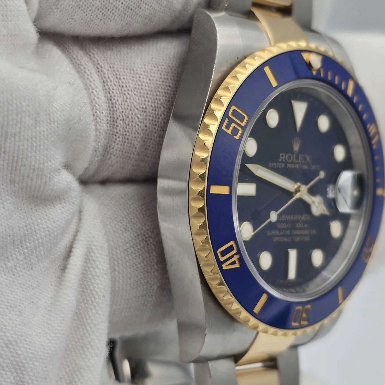 PAPERS 2016 Rolex Submariner Date 116613LB Blue Dial Gold TT 40mm Watch BOX
