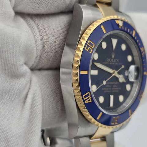PAPERS 2016 Rolex Submariner Date 116613LB Blue Dial Gold TT 40mm Watch BOX