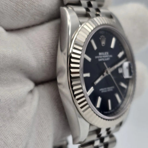 PAPERS 2025 Rolex Datejust 41mm 126334 Blue Stick Dial Fluted Bezel Jubilee BOX