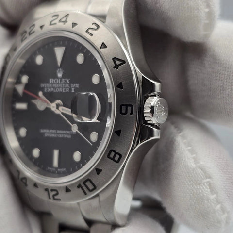 2005 Rolex Explorer II 16570 Steel Black Dial NO HOLES Automatic Date Watch 40MM