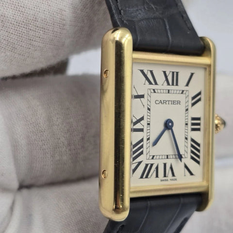Cartier Tank Louis Large Watch 18K Yellow Gold WGTA0067 Leather Quartz B+P