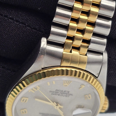 Rolex Datejust 16233 Two Tone Jubilee Bracelet Ivory Dial NO HOLES 36mm Watch