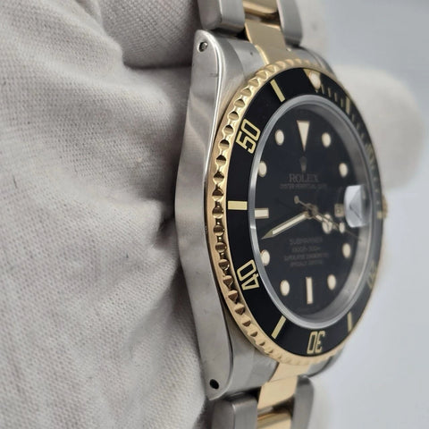 Rolex Submariner Date 16803 Black Dial Yellow Gold Two Tone Steel Oyster 40mm