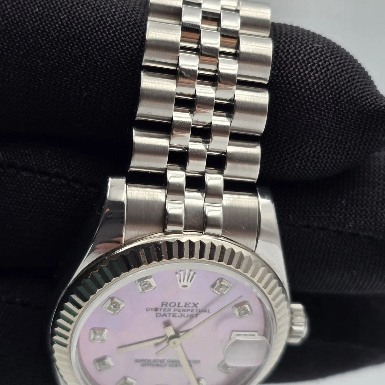 Rolex Datejust MOP Pink Diamond Dial Steel White Gold 31mm Watch 178274 B+P