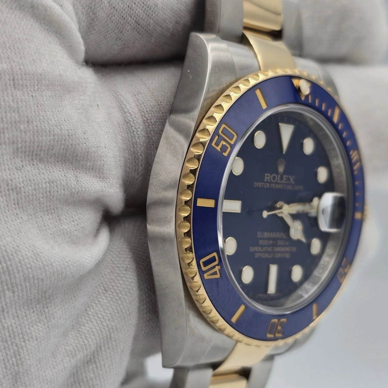 2013 PAPERS Rolex Submariner Date 18K Gold Steel Blue Dial 40mm 116613LB BOX