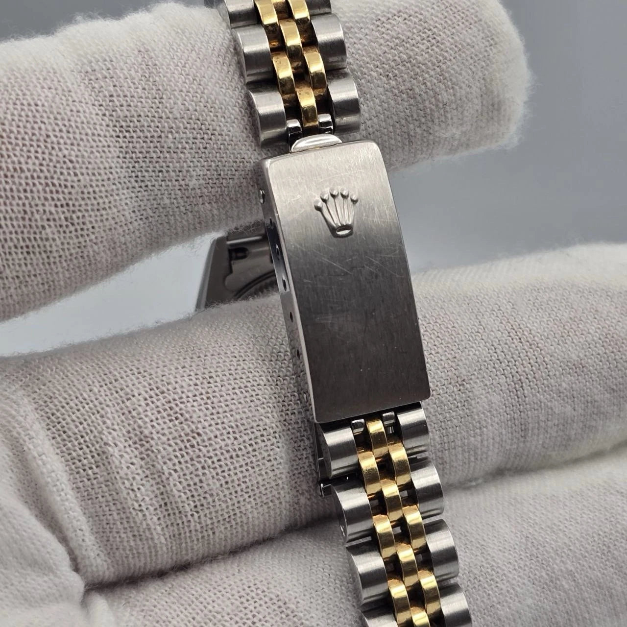 Rolex Lady Datejust 26mm Yellow Gold Steel Factory Rhodium Diamond Dial 69173
