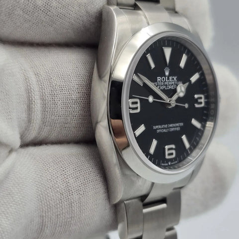 PAPERS MINT 2022 Rolex Explorer Black Dial Stainless Steel 36mm Watch 124270 BOX