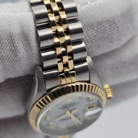 Rolex Lady Datejust 69173 Gold & Steel Mother of Pearl Diamond Dial 26mm Watch
