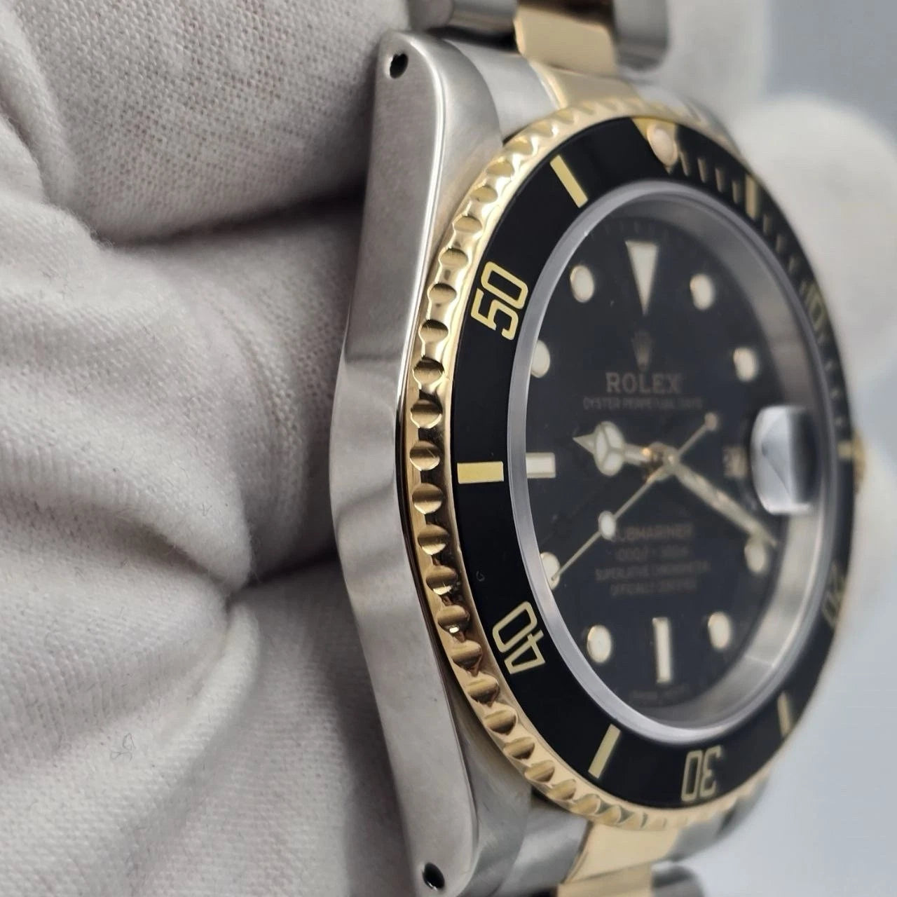 2020 RSC Rolex Submariner Date Black Yellow Gold Steel 40mm Watch 16613