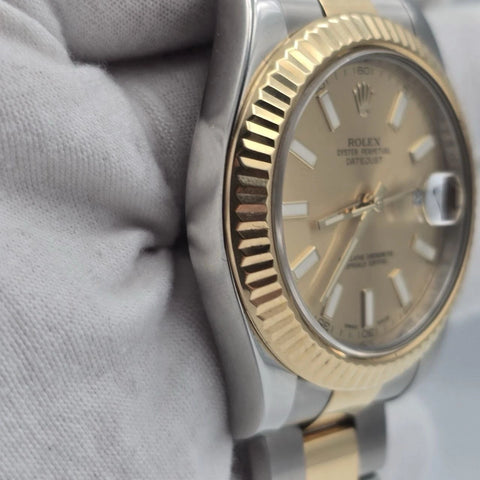 PAPERS Rolex Datejust II 41mm 116333 Two Tone 18K Gold Steel Champagne Dial BOX