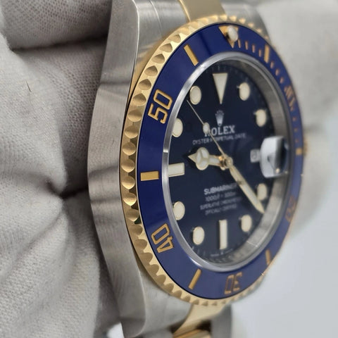 PAPERS 2022 Rolex Submariner Blue Dial Two Tone Gold 41mm Watch 126613LB BOX