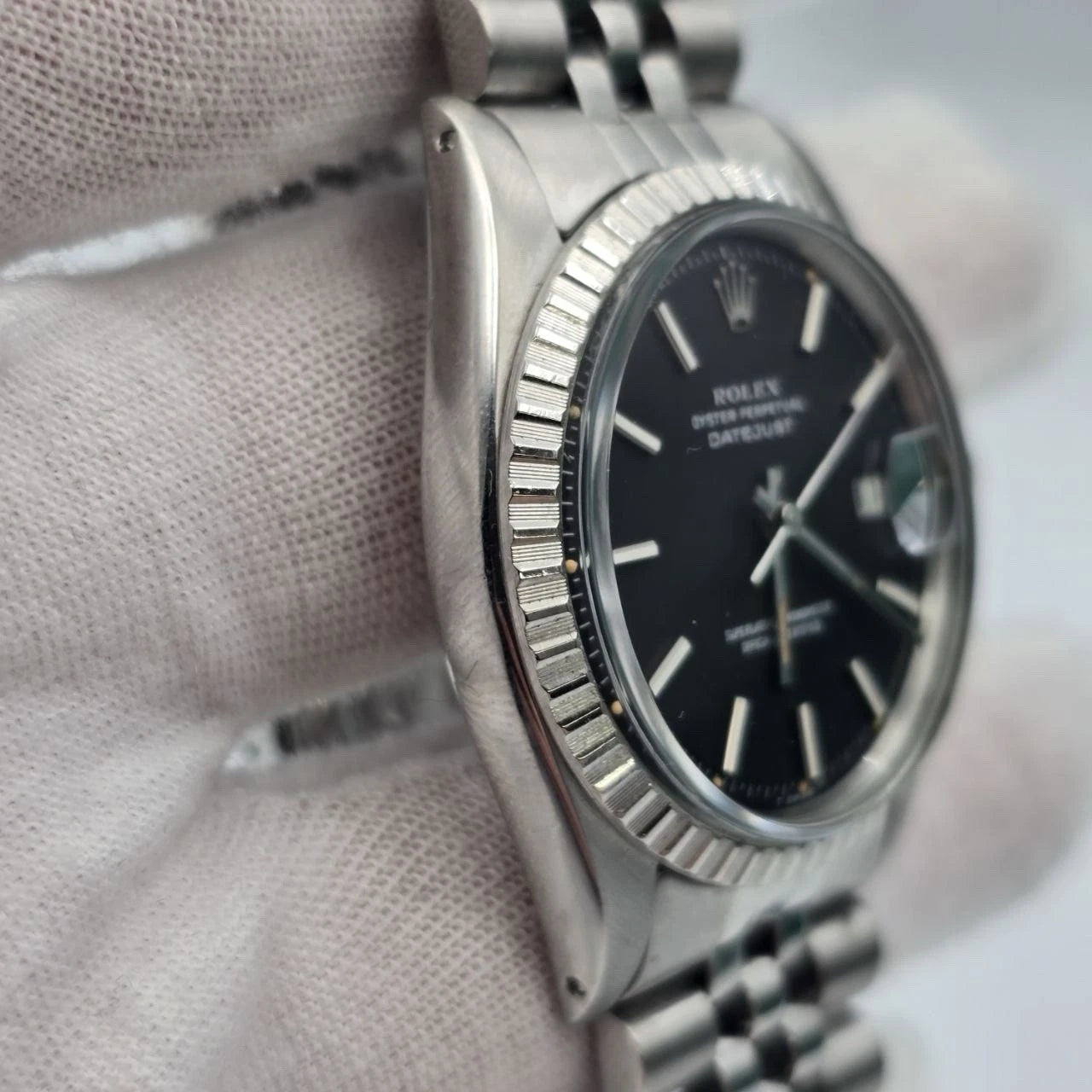 Rolex Datejust 1603 Steel Factory BLACK Dial Jubilee 36mm Automatic Watch