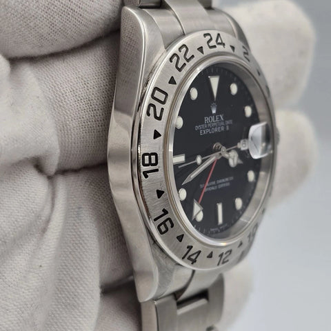 PAPERS 2007 Rolex Explorer II 16570 Black Dial NO HOLES Automatic Watch 40MM