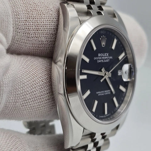 NEW 2025 Rolex Datejust 41mm Blue Stick Steel Smooth Bezel Jubilee 126300 UNWORN