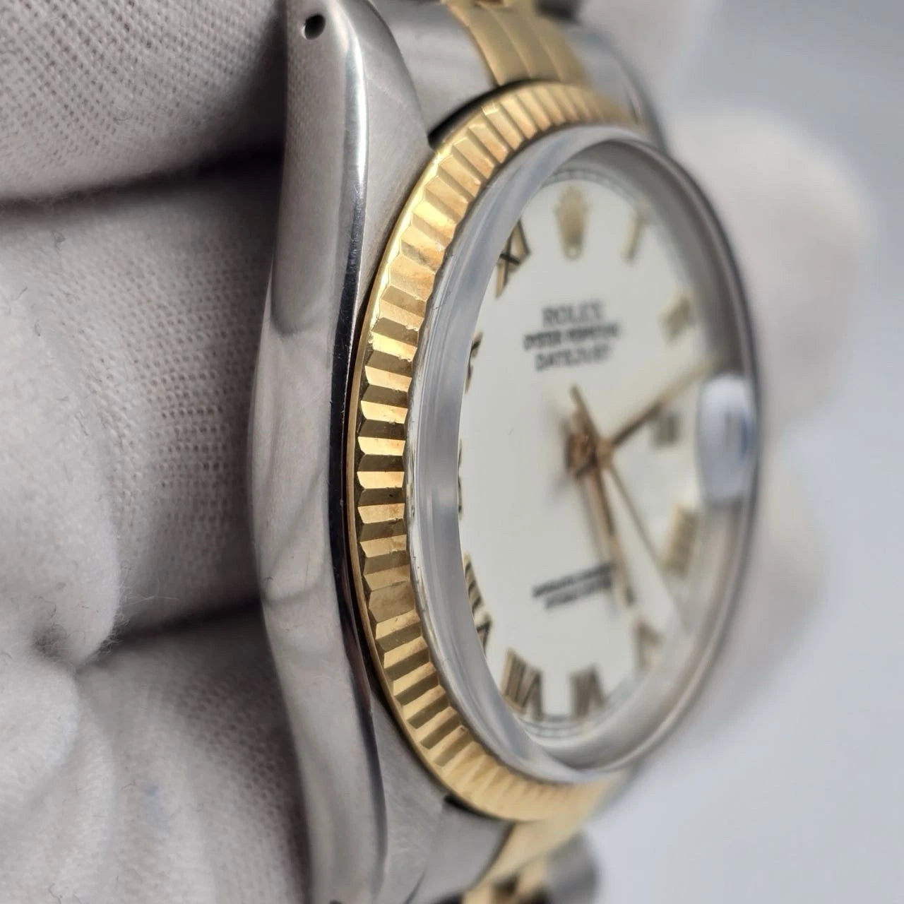 Rolex Datejust Factory White Roman Two-Tone Yellow Gold Jubilee 16013 36mm Watch