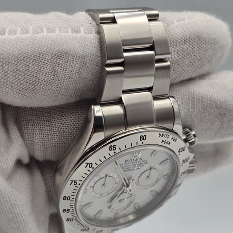 Rolex Cosmograph Daytona 116520 White APH Fat Buckle Steel 40mm Watch