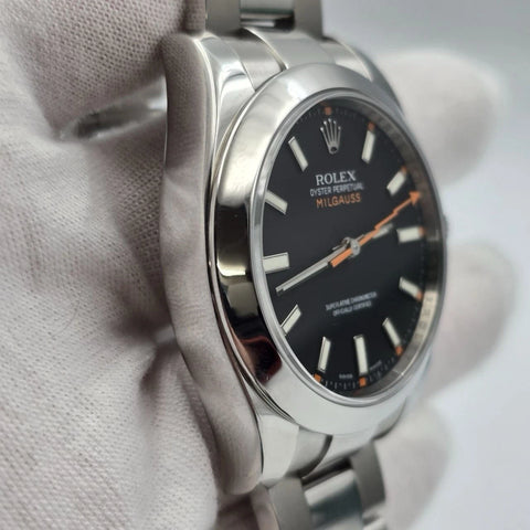 2025 RSC Rolex Milgauss 116400 Steel Black Dial Orange Hand 40mm + 2008 PAPERS