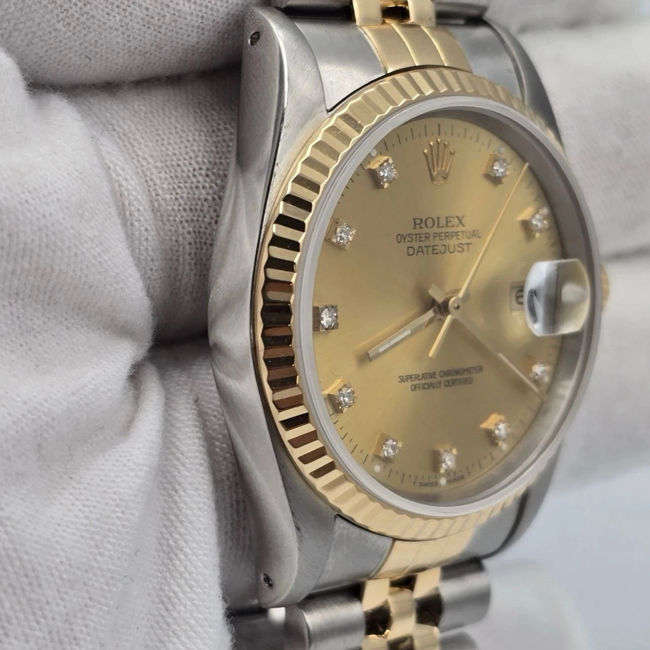 PAPERS Rolex Datejust 36mm Champagne Diamond Dial Two Tone Jubilee 18K 16233